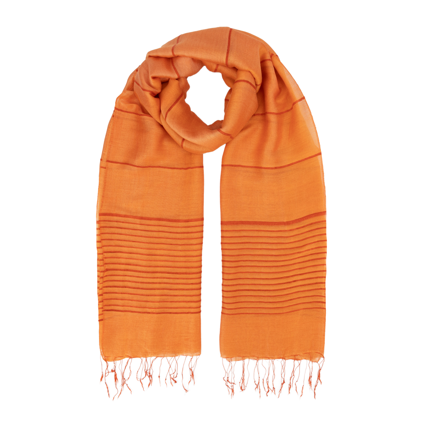 "Lines" Schal aus Viskose und Seide in Orange