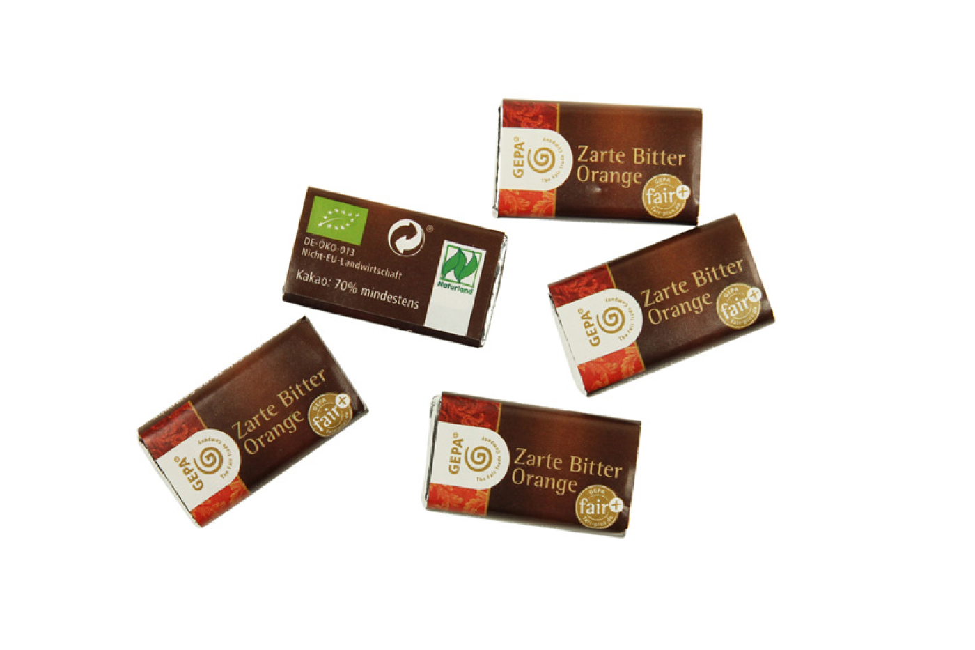 1 Tüte Bio Noir Orange Mini-Schokotafeln à 100 x 3g