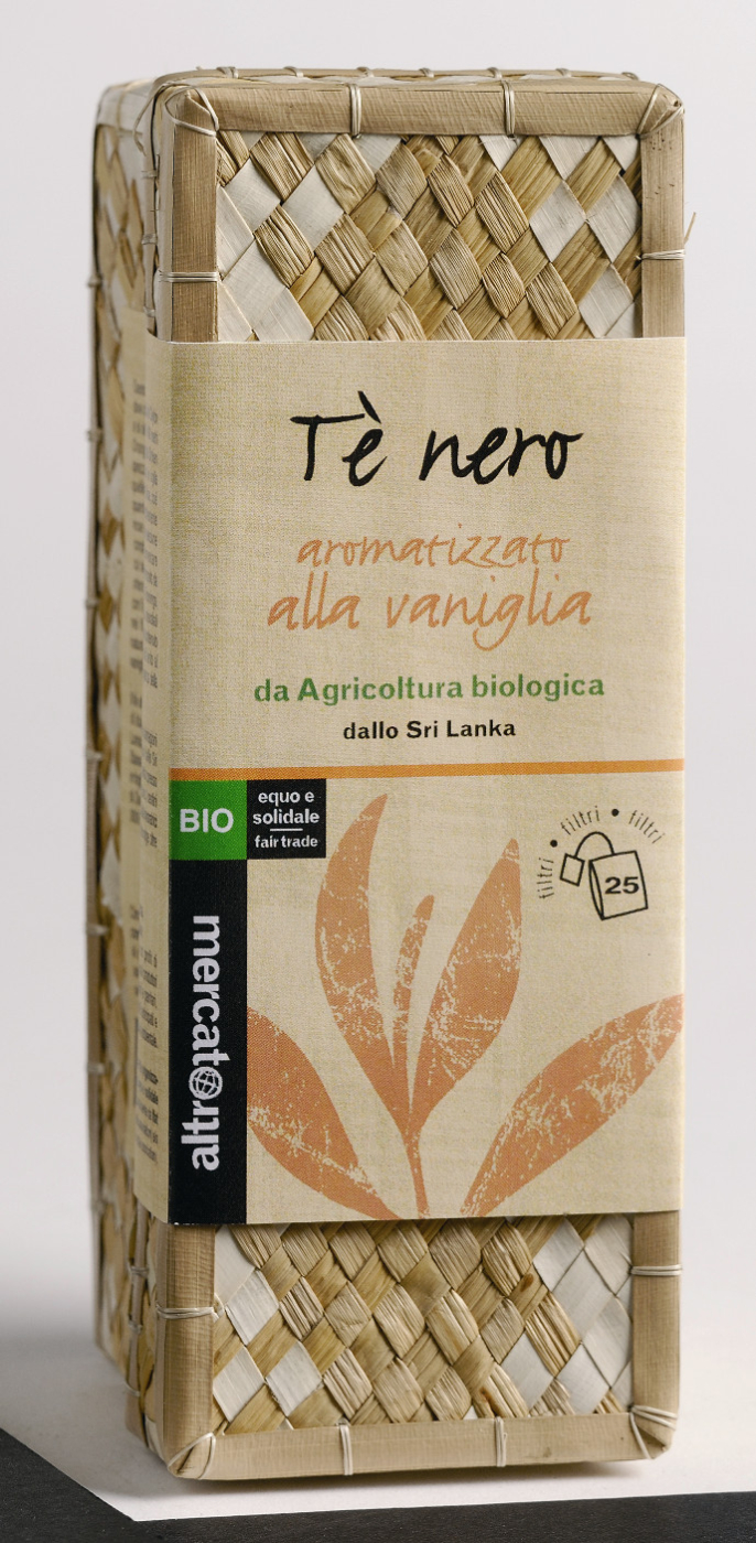 Schwarzteebeutel Vanille im Palmblatt-Körbchen