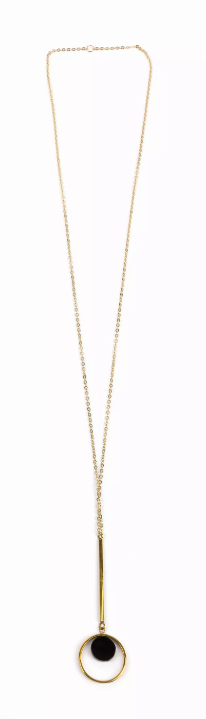 Halskette "Bawa" aus recyceltem Kuhhorn und recyceltem Messing, gold/schwarz, ca. L 46 cm